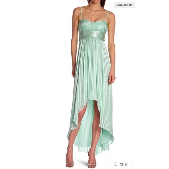 BCBGMaxAzria Dresses & Skirts - BCBGMaxAzria Mint Green Asymmetrical Pleated High-Low Dress